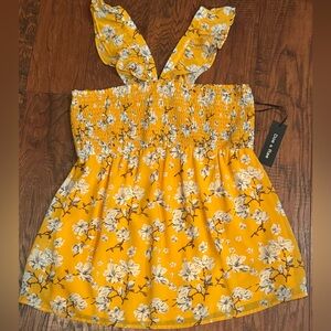 Doe & Rae Yellow Floral Tank Top
